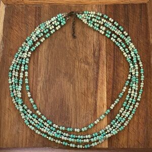Boho Multi Strand Turquoise Bead Necklace Layered Southwestern
